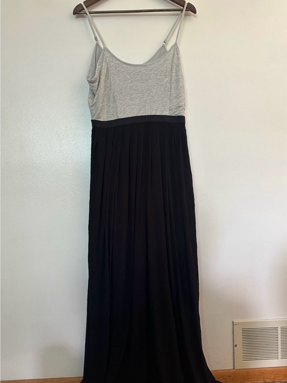 LC Lauren Conrad Gray & Black Spaghetti-Strap Maxi Dress